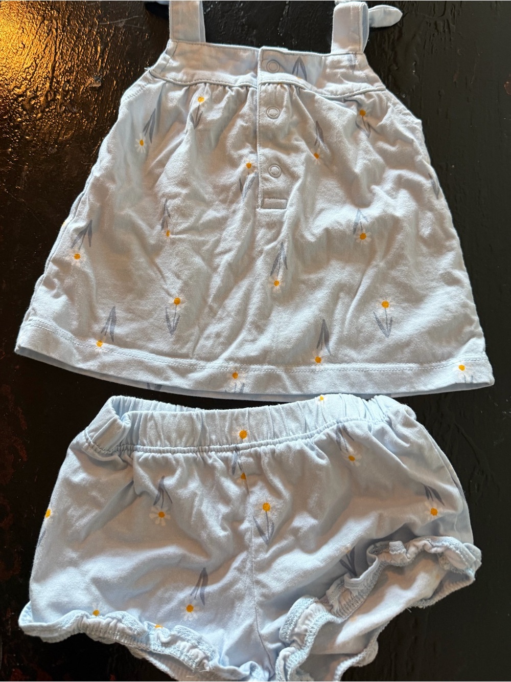 Carter's Light Blue Daisy Tank Top & Bloomers Set